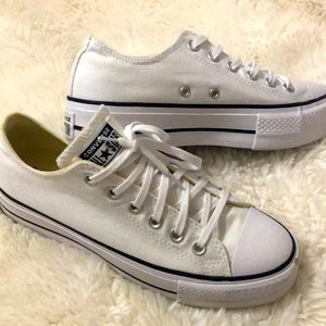 Converse White platform shoes